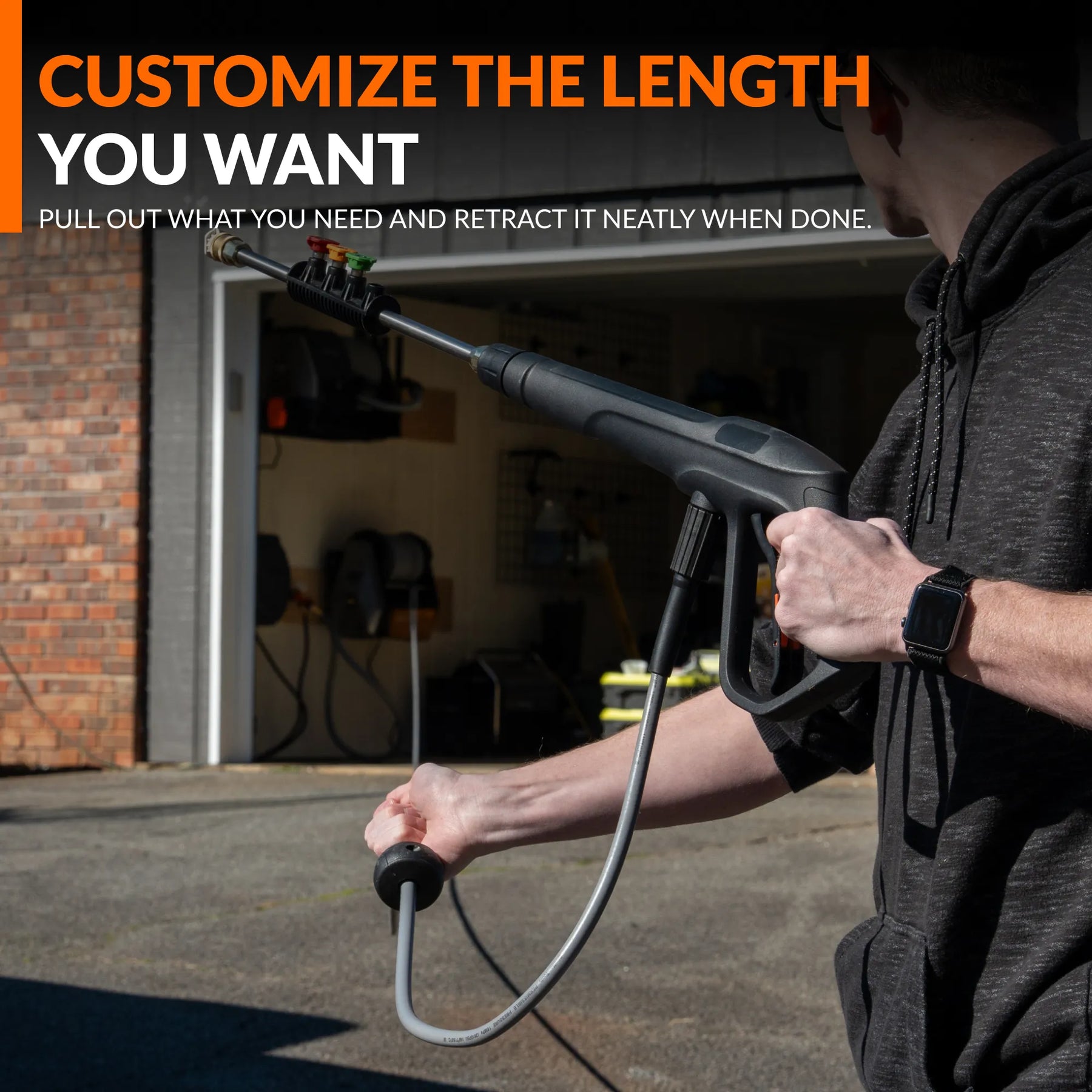 Grandfalls Retractable Pressure Washer Pro Length Features